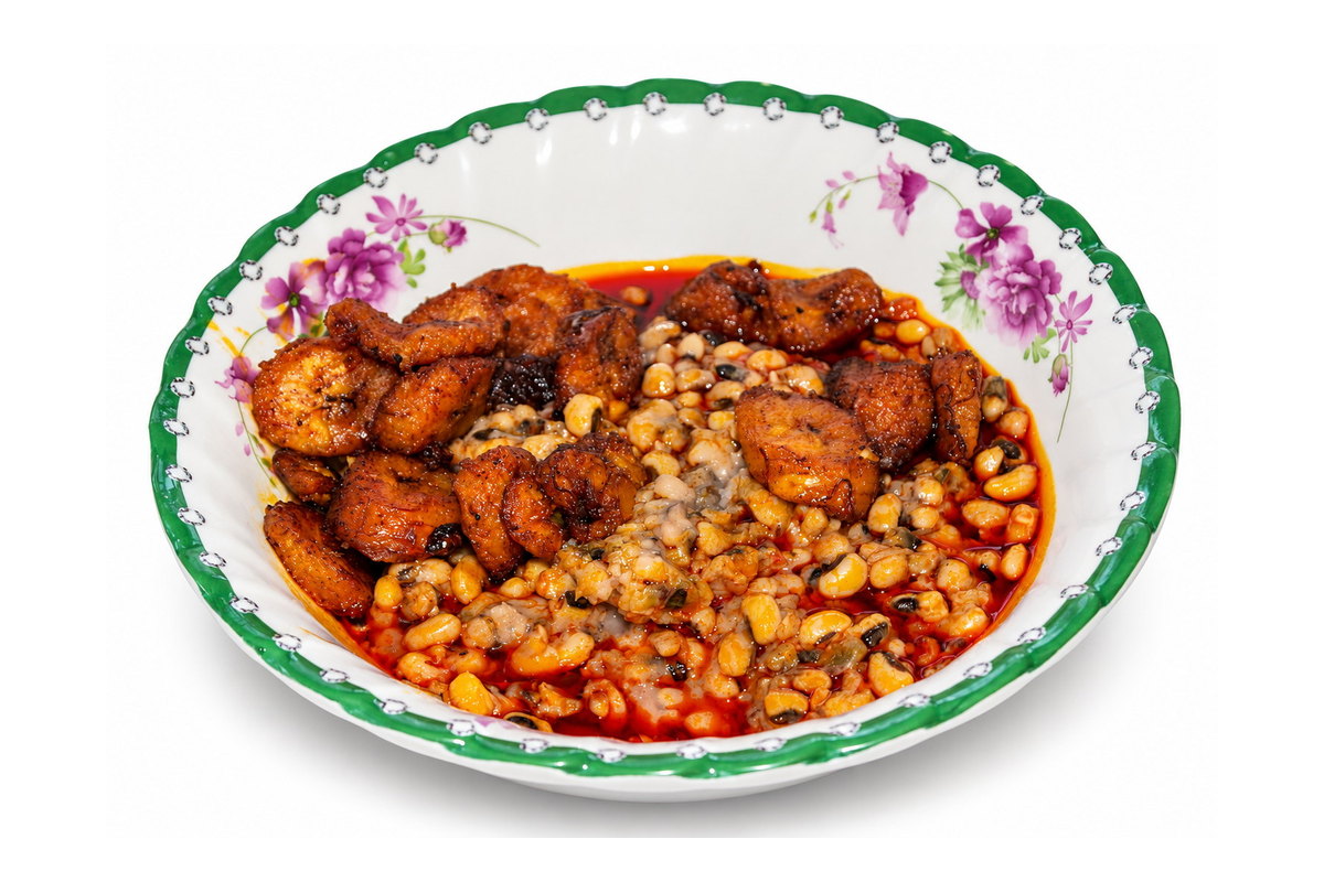 Red red ghanéen, ragoût de haricots et plantain frit