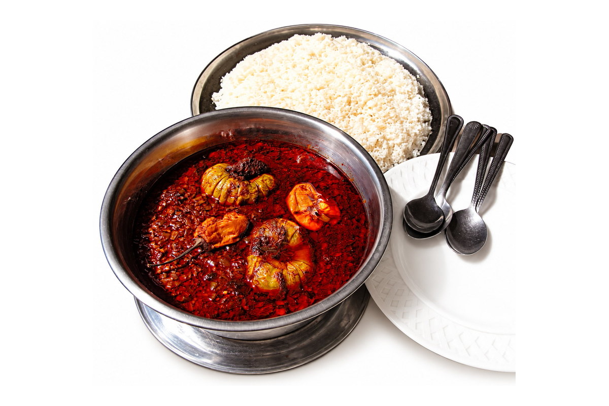 Soupou kandja sénégalais au gombo, servi avec du riz